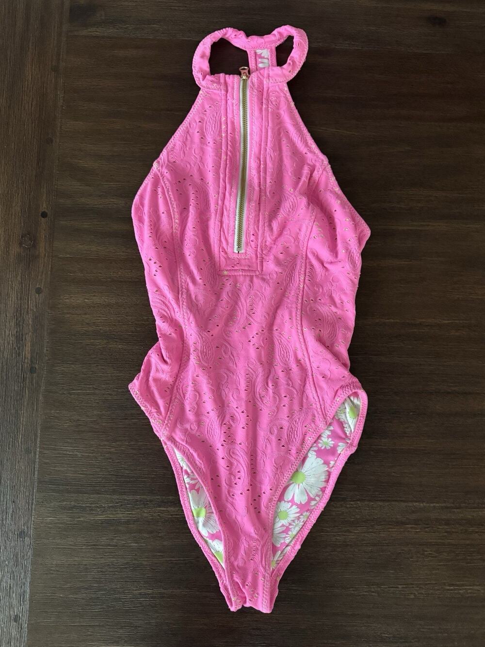 LoveShackFancy x Hurley Swimsuit One Piece Women's XS Pink Racerback Swim Surf